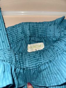 Blue Cold Shoulder Top