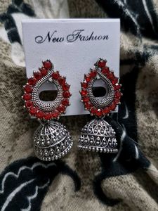 Oxidised Brand New Silver Earrings Jhumkas
