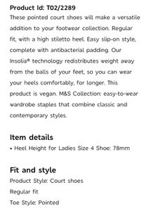 Marks &amp; Spencer Stiletto Heel Pointed Court Shoes