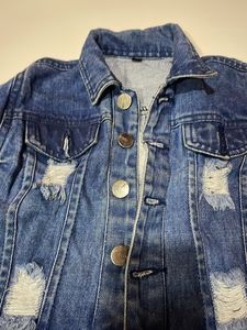 Blue Ribbed Denim Jacket For Girls N Boys Both