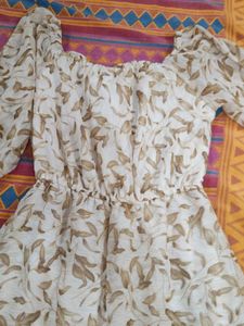 Chic Leaf Print Ruffle Tiered Off-Shoulder Dress