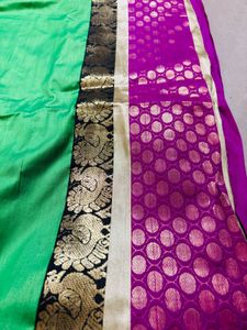 Green &amp; Pink Saree with Blouse