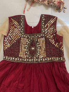 Maroon Embroidered Kurta