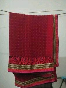 Elegant Red Saree(Georgette)