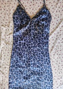 Blue Leopard Print Mini Dress