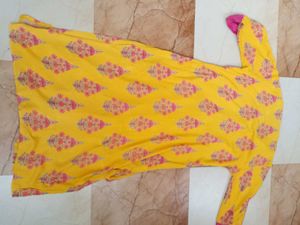 Yellow Printed Kurta