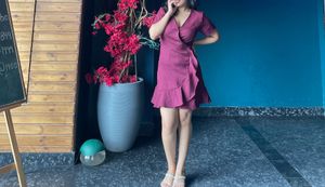 Burgundy Wrap Mini Dress