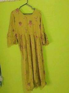 Floral Print Yellow Dress