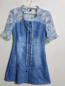 Ttrending Denim &floral dress