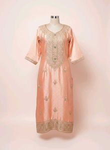 Elegant Peach Embroidered Kurta