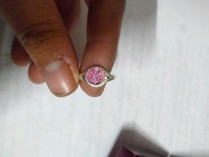 Pink Stone Silver Ring