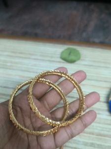 Elegant Gold-Plated Bangles 3 pairs of 2.8 size