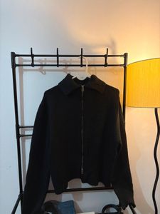 Stylish Black Knit Zip-Up Jacket