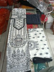 Elegant Black & White Printed Salwar Suit