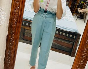 High Waist Blue Pants