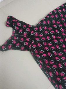 Black Floral &amp; Geometric Print Dress