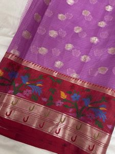 2.7 mtr banarasi zari purple fabric.