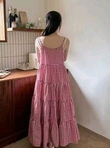 Pink Gingham Maxi Dress