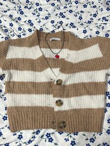 Zara Striped Knit Cardigan