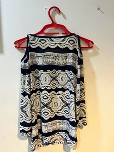 Blue Shoulder Cutout Top