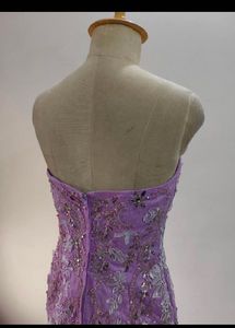 Lavender Floral Lace Formal Gown