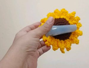 Crochet Sunflower 🌻 Hair Clip