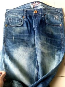 Stonewashesd Pepe Jeans With Distress Details
