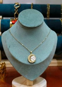 18k-Gold-Plated Moon and Star Pendant Necklace.