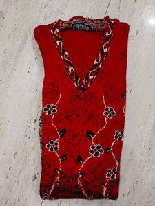 🌹❣️Red Floral V-Neck Knit Sweater🌹❣️