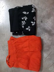 Leggings Bundle - Orange fancy &amp; Floral Black