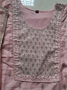 Blush Pink Embroidered Kurti Set💖
