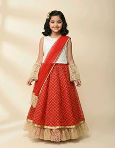 Girls' Red Lehenga Choli Set