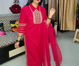 Pure Cotton Cut Work Kurta Set