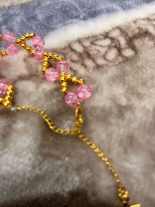 Pink &amp; Gold heart Beaded Bracelet
