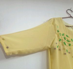 Embroidery Design Yellow Kurta💛