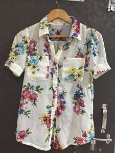 Floral Print Sheer Blouse