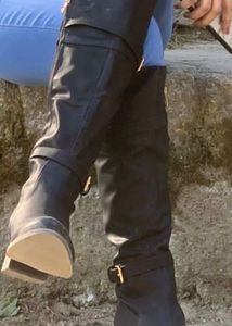 Black Knee Length Leather Boots