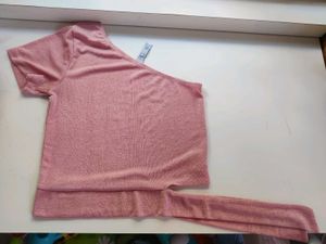 Fancy Peach Crop top offshoulder
