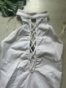 White Lace-Up Bodysuit