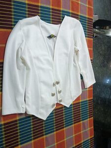 White Buttoned Vaisecoat Design Jacket