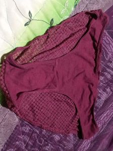 Burgundy Lace Trim Briefs