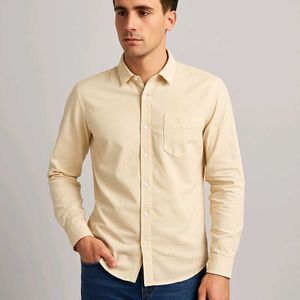 Men's Cream Button-Down Shirt