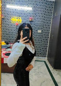 Woolen Middy Dress With Ruffle Shirt