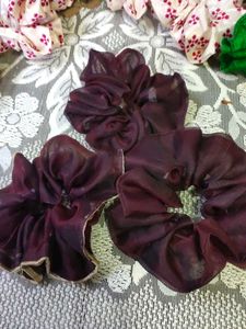 Any 3 @100rs Multi Colored Hand Made Scrunchies