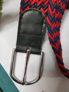 Red &amp; Navy Braided Belt