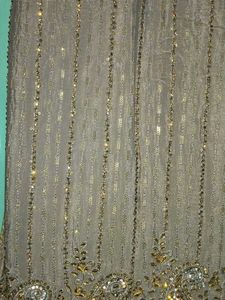 Gray &amp; Gold Embroidered Asian Dress