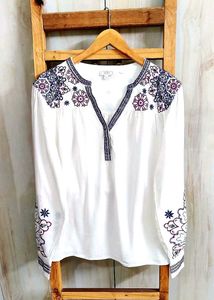 Embroidered White Top size-42