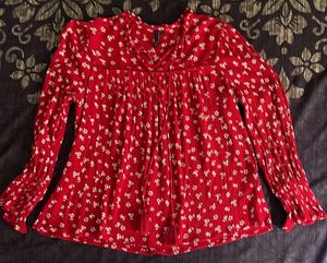 Red Floral Top