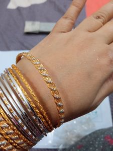 Metal Gold Glitter and Silver shine Chudiya Combo