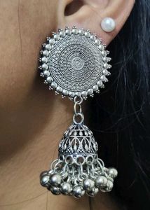 Silver Jhumka Earrings